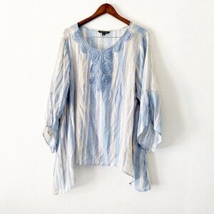 Zac Rachel Plus Size Striped Crochet Tunic Top 3X Relaxed Boho